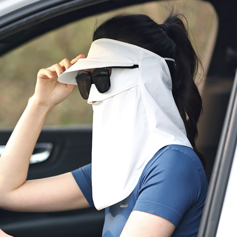 UPF50+遮全脸耳朵防晒面罩露鼻护颈防紫外线脸基尼开车骑车戴眼镜 - 图1