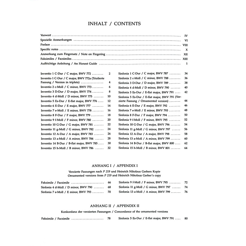 骑熊士原版巴赫二三部创意曲BWV772-801钢琴独奏带指法 Bach Inventions and Sinfonias BWV 772-801 BA5241-图1