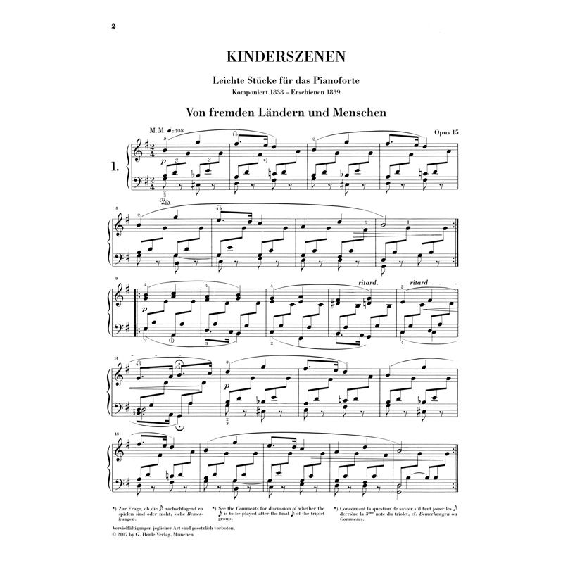 亨乐原版 舒曼童年情景op.15 钢琴独奏带指法 Schumann Kinderszenen op.15 HN44 - 图1