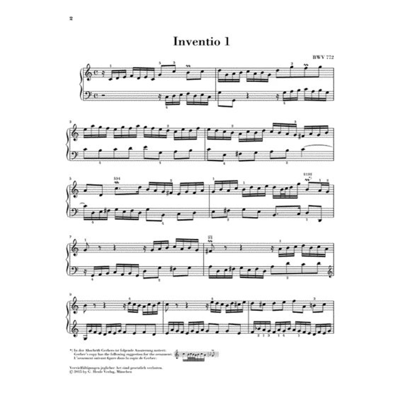 亨乐原版 巴赫二部与三部创意曲集 BWV772-801 钢琴独奏带指法 Bach Inventionen und Sinfonien br. HN589 - 图3