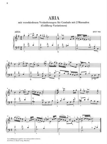 亨乐原版 巴赫 哥德堡变奏曲BWV988 钢琴独奏带指法 Bach Goldberg Variations BWV988 HN159 - 图1