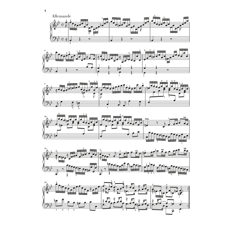 亨乐原版 巴赫 帕蒂塔 降B大调第一组曲BWV825 Bach Partita no.1 B flat major BWV 825 HN1651 - 图3