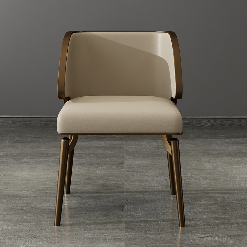 轻奢意式餐椅设计师餐厅家用椅子现代简约金属高级感全真皮餐椅