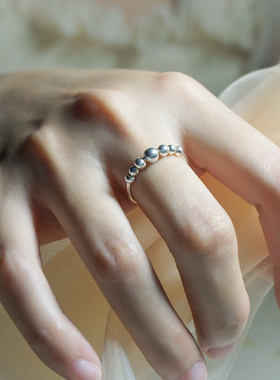 纯银戒指女999足银食指个性时尚