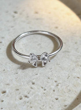 纯手工蝴蝶结戒指女999足银