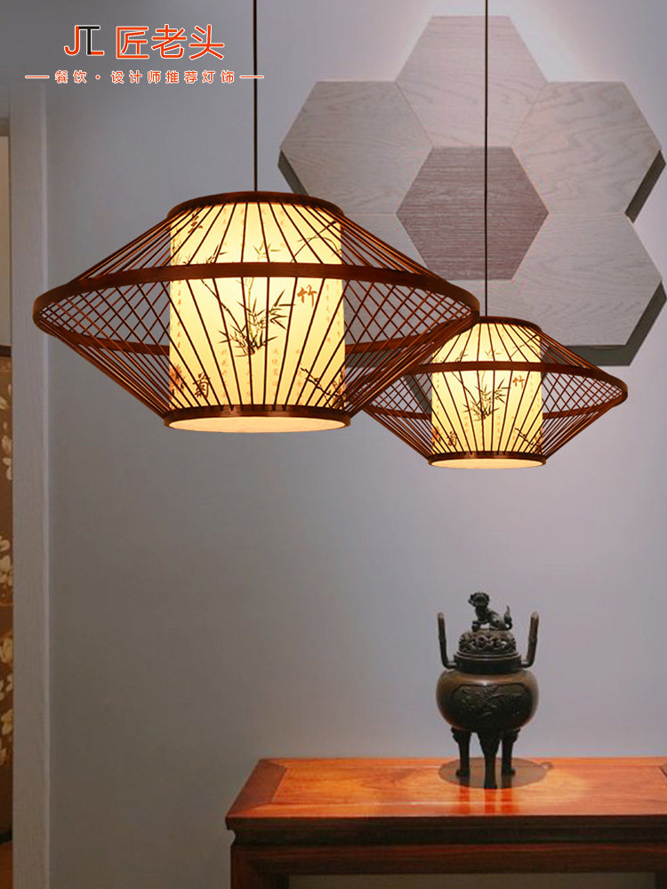 中式羊皮饭店餐馆餐桌超亮吊灯中国风仿古复古灯具茶楼茶室吊灯_虎窝淘