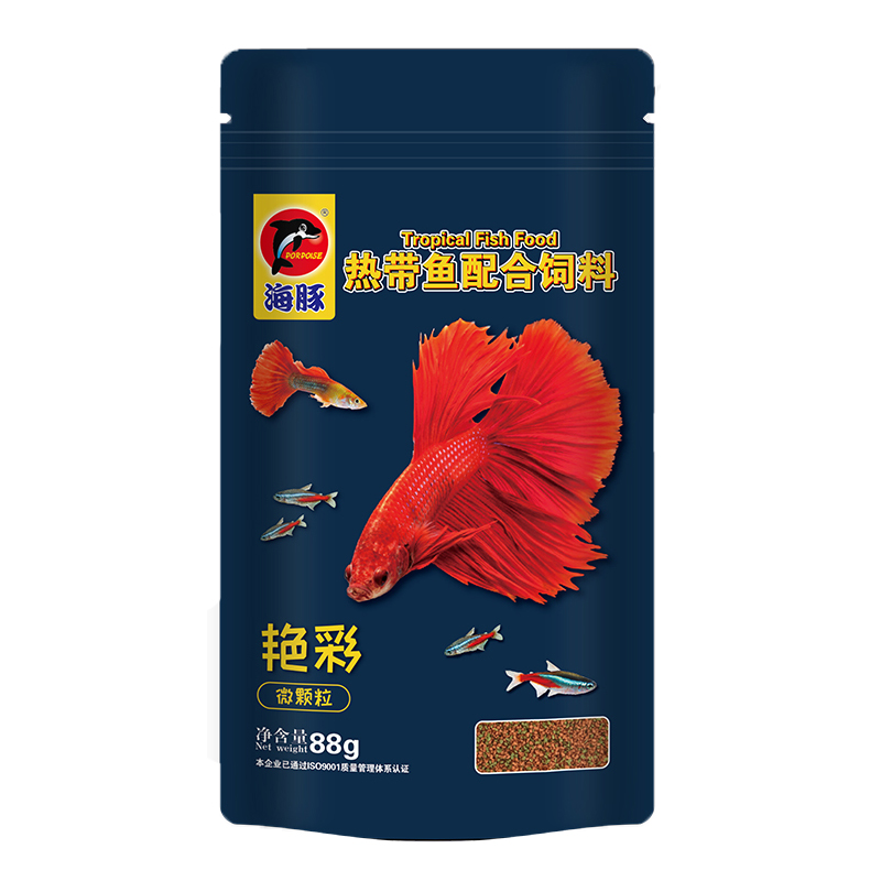 海豚牌热带鱼饲料下沉式鱼粮小型微粒观赏鱼凤尾鱼燕鱼孔雀鱼鱼食 - 图3