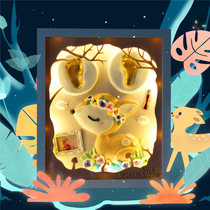 Baby Full Moon Hands Foot Print Mud Foot Print Hand-printed Newborn Baby Fetal hair Souvenir Photo Frame 100-day Gift