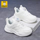 Babudou children's white shoes boys' white sneakers 2025 autumn and winter new primary school students' leather shoes for girls