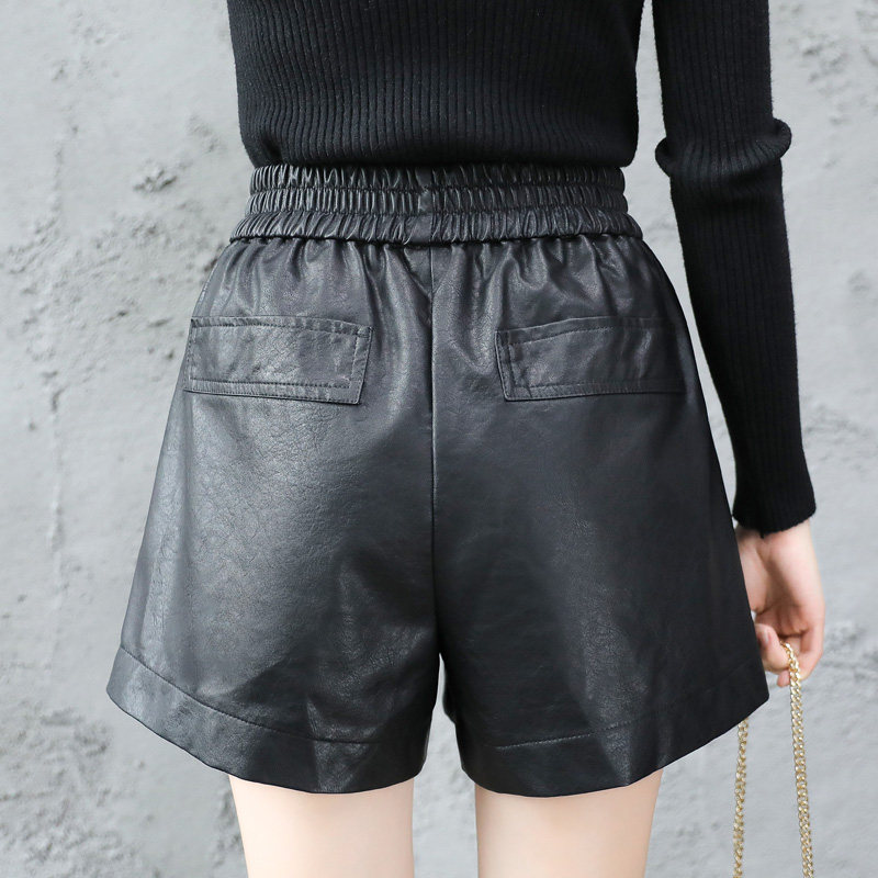 皮短裤女秋冬外穿宽松软妹pu皮裤松紧高腰靴裤裙原宿a字阔腿裤潮,淘宝优惠券,粉丝福利购,淘宝优惠卷