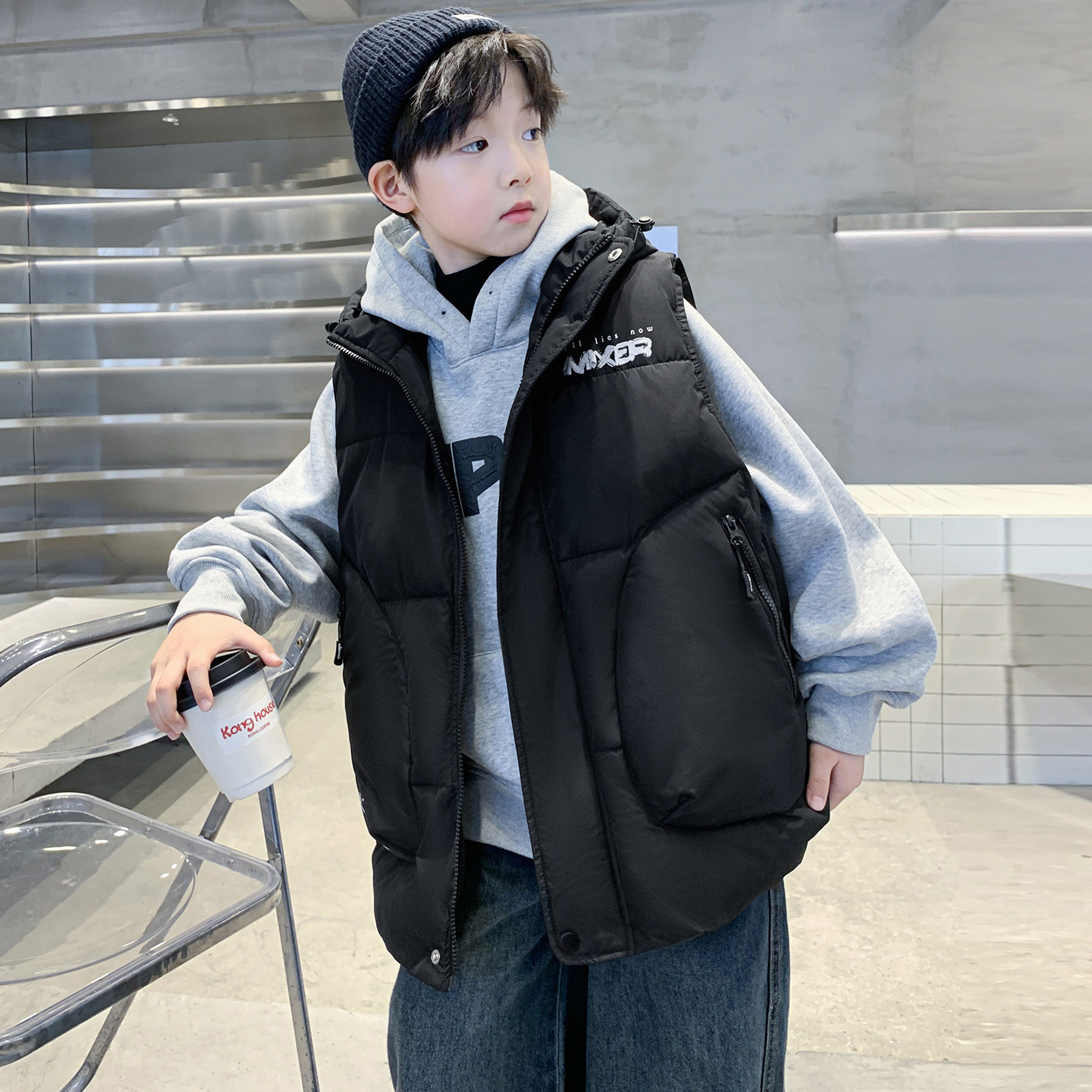 男童羽绒棉马甲秋冬季2025新款儿童马夹外穿中大童男孩加厚背心潮,淘宝优惠券,粉丝福利购,淘宝优惠卷