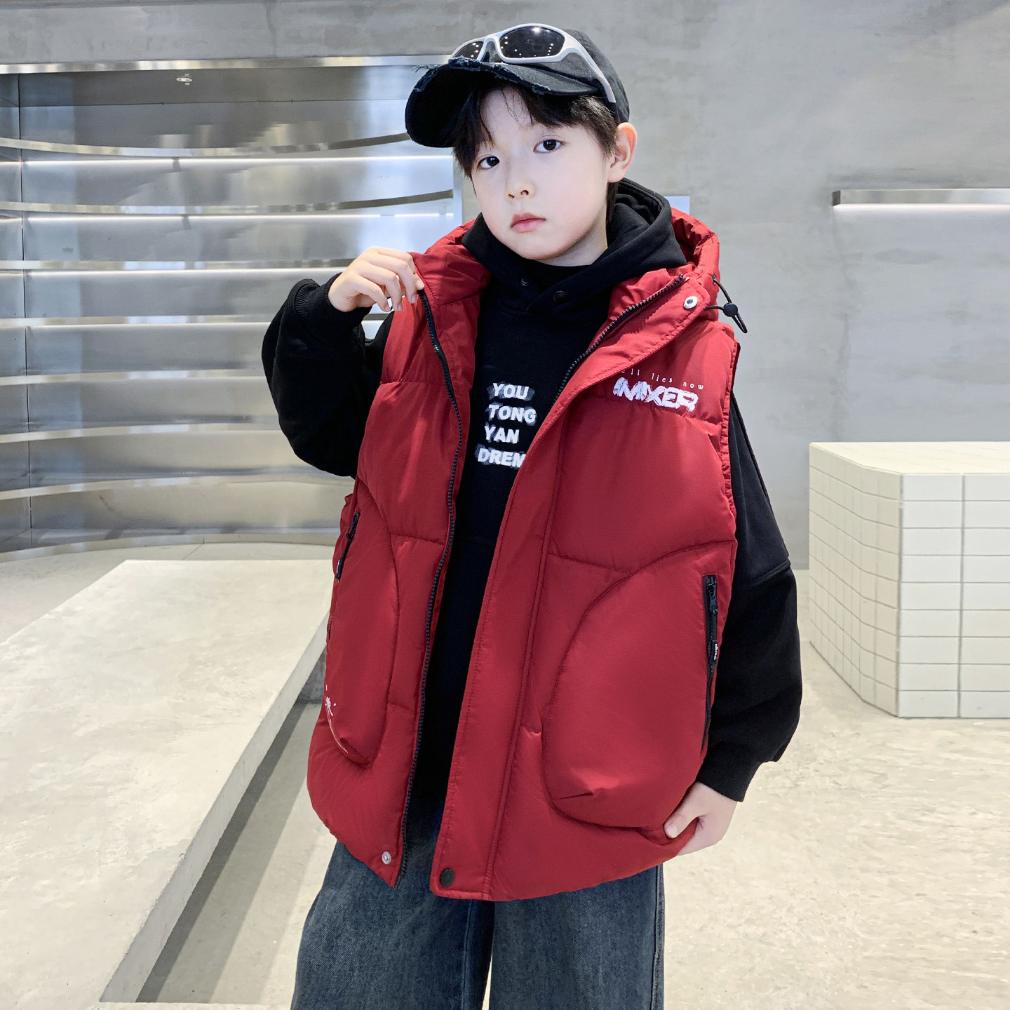 男童羽绒棉马甲秋冬季2025新款儿童马夹外穿中大童男孩加厚背心潮,淘宝优惠券,粉丝福利购,淘宝优惠卷