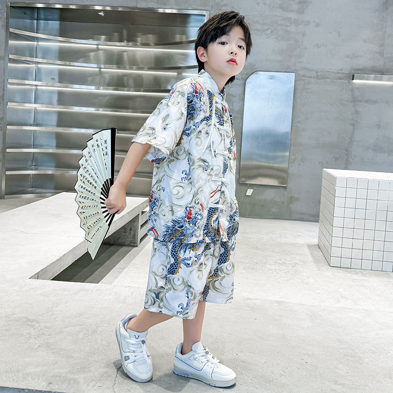 儿童装男童汉服夏装套装2026新款短袖中国风男孩夏季中大童唐装潮,淘宝优惠券,粉丝福利购,淘宝优惠卷