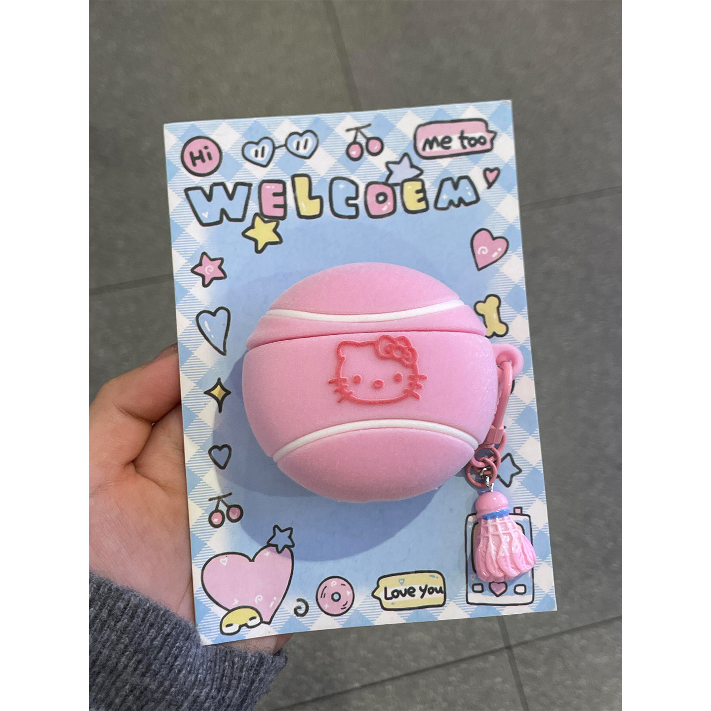 秋冬绒毛可爱网球Kitty猫适用AirPods4代耳机壳苹果无线蓝牙AirPodsPro三代软1/2/3代硅胶Pro2代女款Pro3代套 - 图0