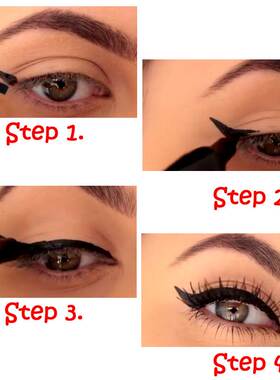2 End Liquid Eyeliner Stamp Pencil Black Eye Liner Pen 眼线