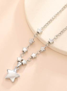 Clavicular chain girl jewelry pentagram necklace设计感锁骨链