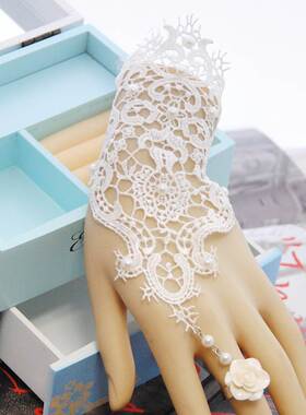 欧美时尚复古风手饰 蕾丝手链长手套女腕带珍珠性感多层镂空手链