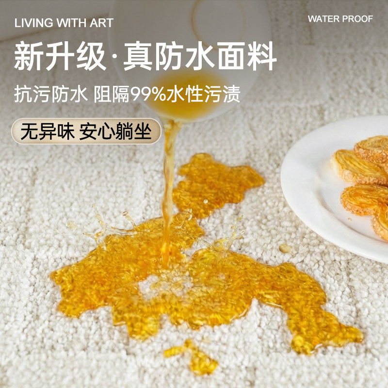 奶油风客厅防水污地毯新款法式免洗可擦卧室家用沙发轻奢高级地垫