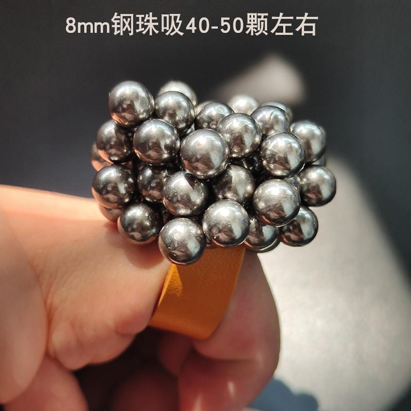 加大磁铁牛皮强磁戒指头层真皮手工制作超强力吸钢珠户外弹弓配件 - 图0