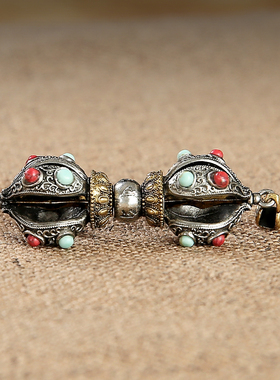 藏银五股金刚杵降魔男女情侣吊坠