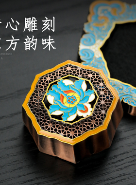 观心禅意铜香盘线香插
