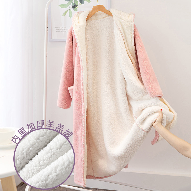 加厚羊羔绒长款 秋泓齐锦上茂睡袍/浴袍