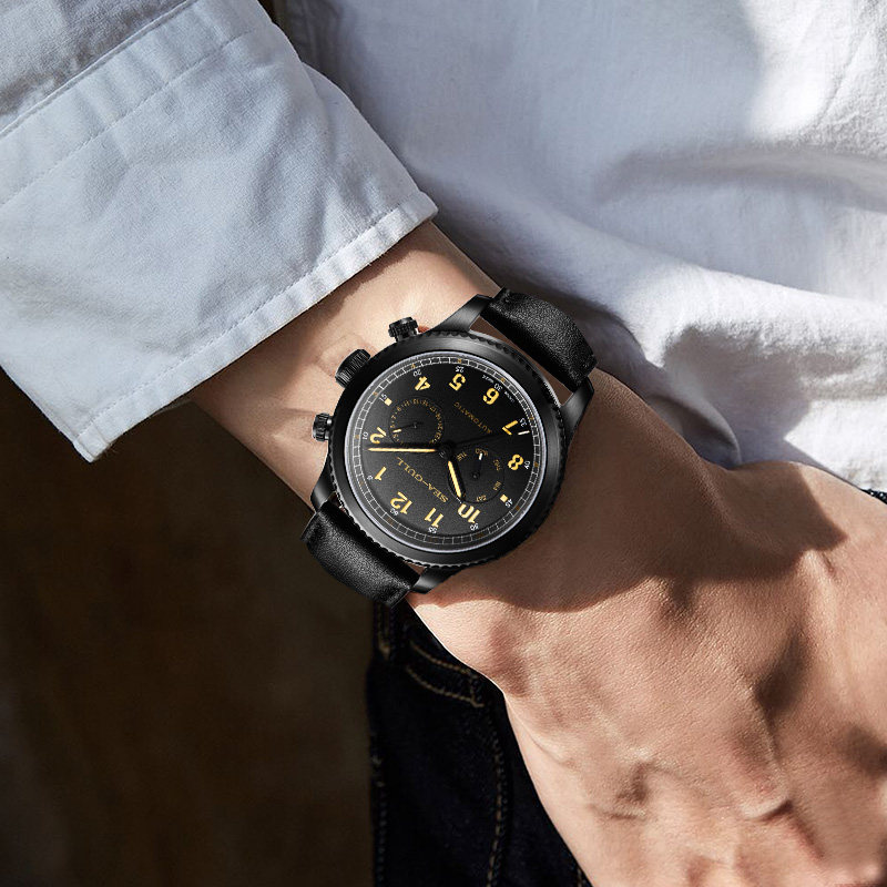 正品海鸥手表男士双时区防水夜光全自动机械表男表飞行员6080H潮 正品海鸥手表男士双时区防水夜光全自动机械表男表飞行员6080H潮