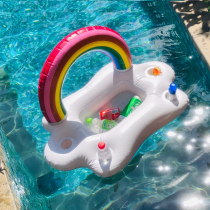 Oversized rainbow cloud floating bed inflatable water bar Terrace Arch floating cup seat salad bar Ice bar Rainbow Float