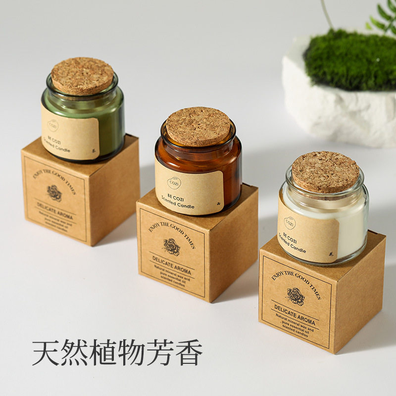 木塞香薰蜡烛天然植物芳香舒缓治愈温暖心情点缀家中简约家居摆件