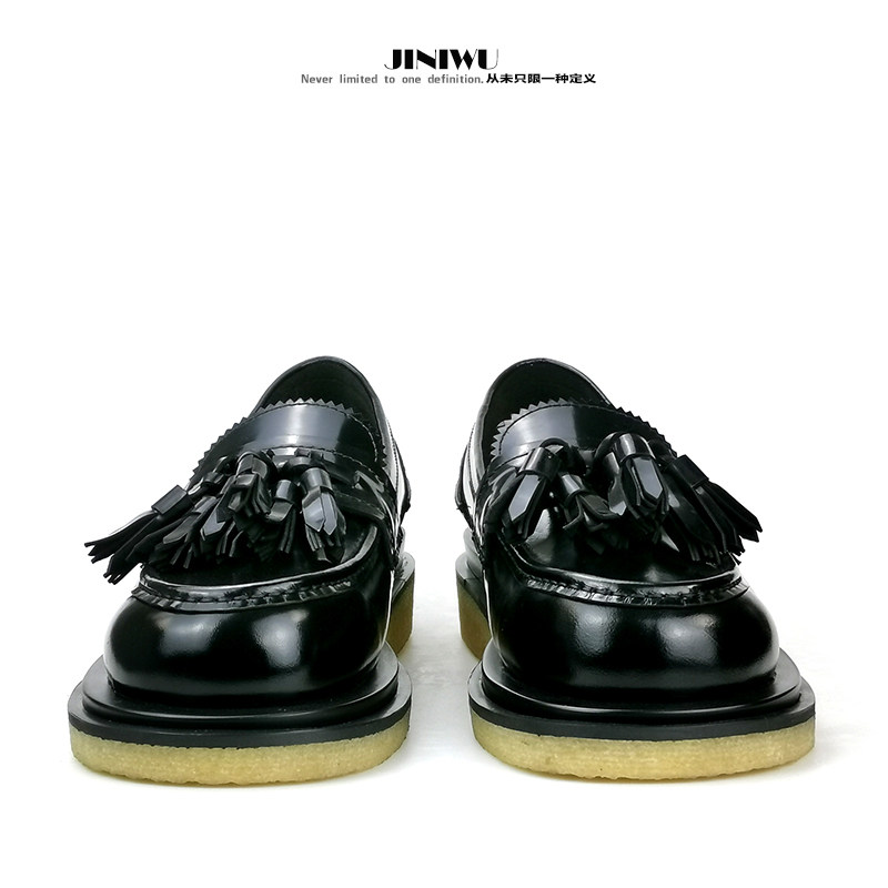 JINIWU吾倪季2025流苏馒头鞋 增高圆头乐福鞋 厚底懒人牛筋底男鞋,淘宝优惠券,粉丝福利购,淘宝优惠卷