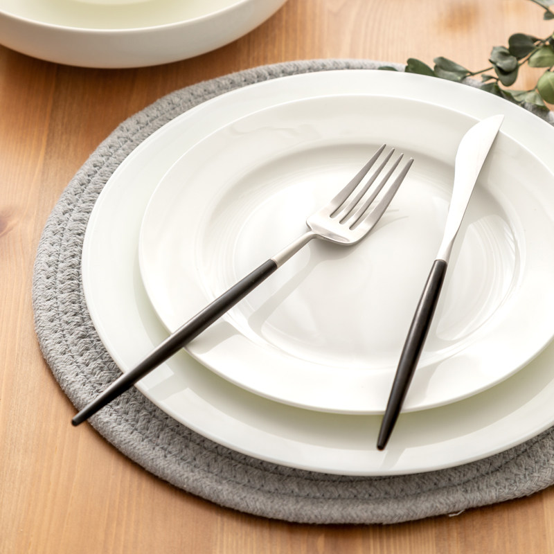 盘子菜盘家用陶瓷深盘碟子纯白日式骨瓷釉下彩餐具汤盘碗套装组合,淘宝优惠券,粉丝福利购,淘宝优惠卷