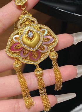 金店同款青云有信锁包吊坠女点钻