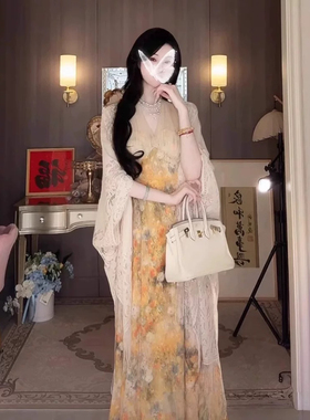 新中式流苏防晒衣女夏新款配旗袍裙子外搭披肩薄开衫外套透气罩衫