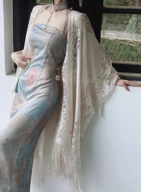 清冷新中式旗袍披肩外搭复古中国风少女连衣裙夏季防晒日常仙气