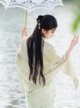 新中式文艺披肩复古旗袍外搭三角