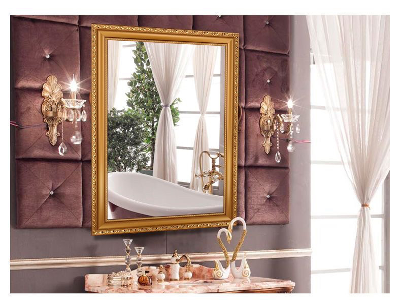 欧式粘贴浴室镜子壁挂化妆梳妆洗手间厕所卫生间贴墙带框免打孔,淘宝优惠券,粉丝福利购,淘宝优惠卷