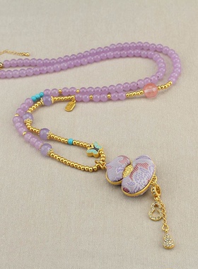 宋锦葫芦流苏项链中式国风毛衣链复古民族风串珠旗袍配饰汉服挂件