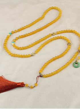 斜挎链串珠祖母绿高级感轻奢女新中式国风旗袍汉服配饰流苏毛衣链