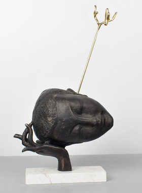 样板房金属新中式风别墅人物雕塑