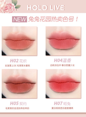 Holdlive兔兔花园口红 丝绒哑光持久保湿玫瑰豆沙烂番茄学生