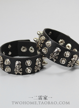 暗黑骷髅头手链个性铆钉手环