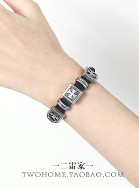 朋克风复古手链十字架腕带手环