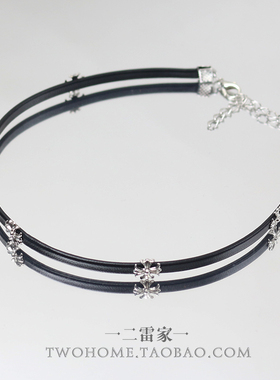 choker甜酷项圈皮质颈链细锁骨链