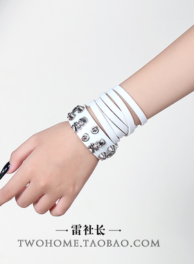 Gothic多层缠绕骷髅朋克铆钉手链