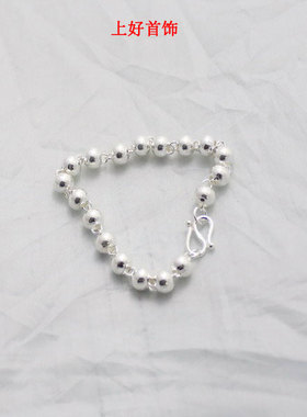 纯银情侣手镯时尚风生日圆珠链