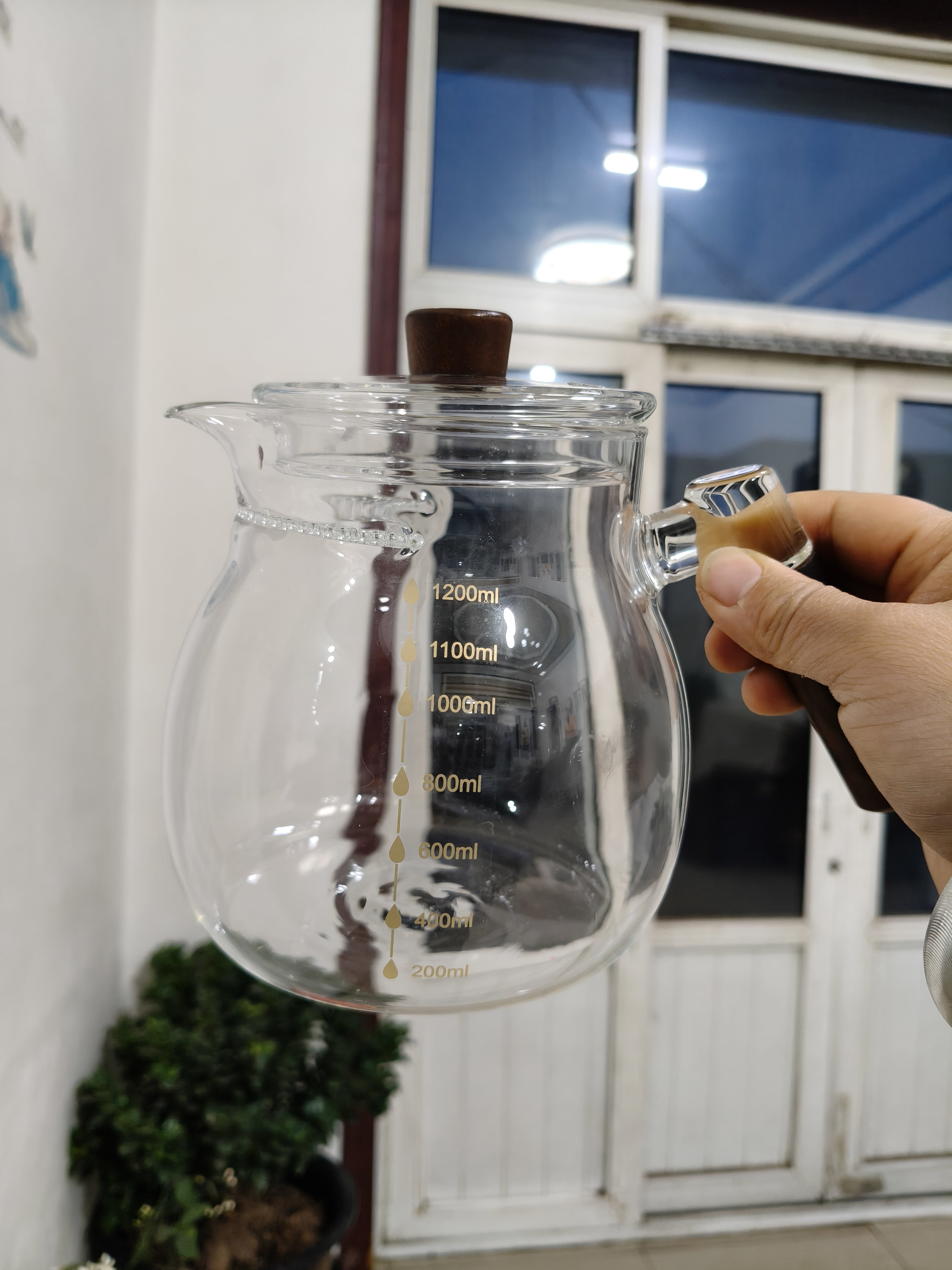 1200ml crescent filter kettle glass tea kettle large capacity tea kettle with filter tea kettle high temperature resistant