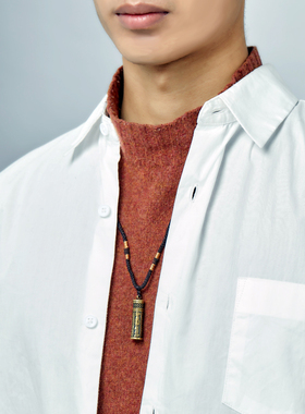 六字真言圆柱嘎乌盒项链 黄铜足银三款藏式幸运编绳国庆狂欢