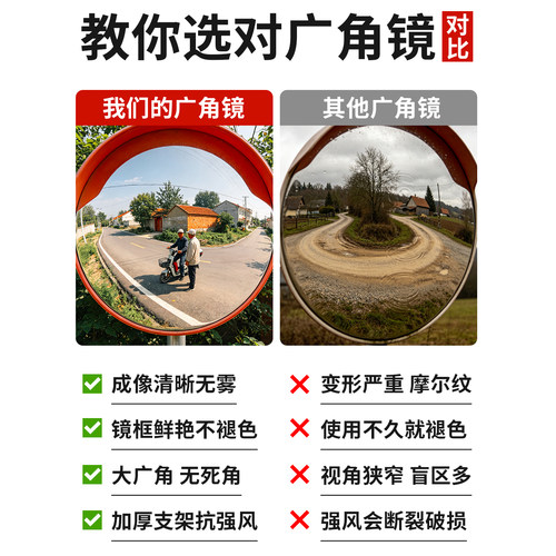 道路广角转角镜室外凸面反光镜圆镜交通凸透镜防盗镜凹凸转弯镜子 - 图1