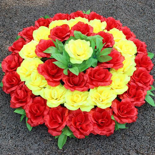 仿真玫瑰花圈60厘米绢花圈殡仪馆装饰上坟扫墓假花白事布置祭祀花 - 图2