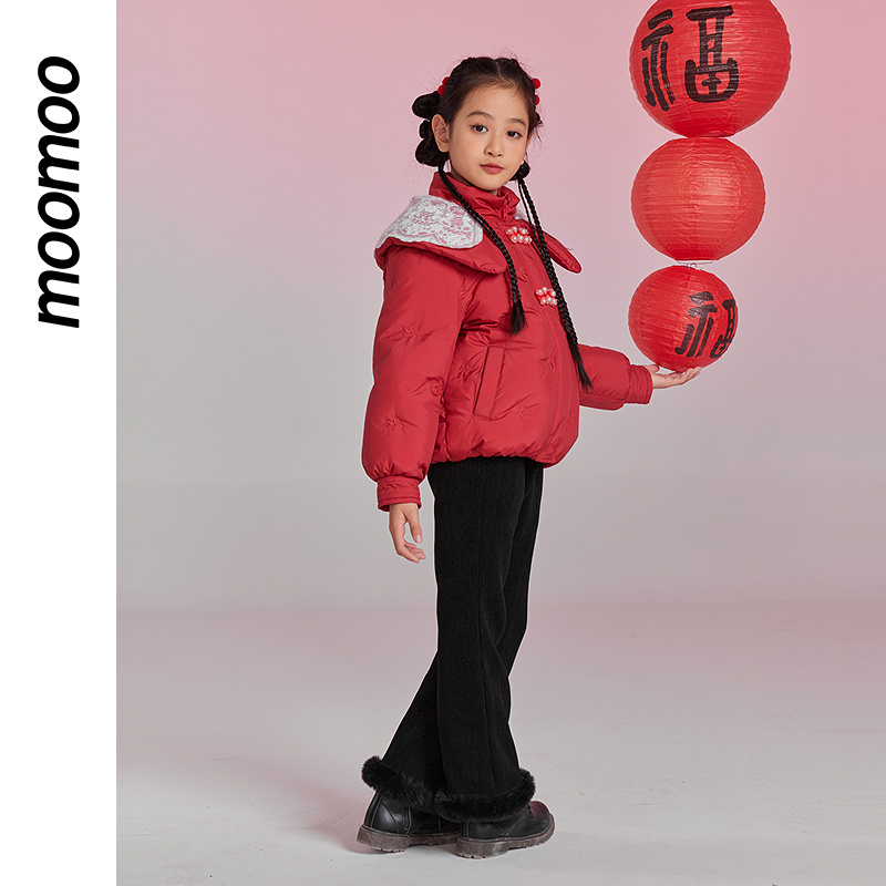 moomoo童装羽绒服冬季女童新年时尚潮流舒